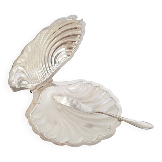 Beurrier coquille Saint Jacques en métal argenté