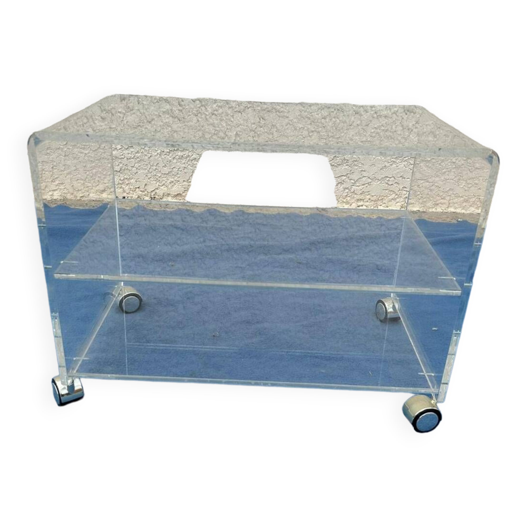 Vintage plexiglass coffee table/furniture on casters
