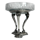 Art Deco, tripod fruit bowl in silver-plated metal by Gallia, crystal, circa 1930.