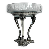 Art déco, coupe à fruits tripode métal argenté Gallia cristal vers 1930