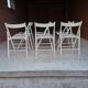 Set of 6 White Wooden Folding Chairs Vintage Scandinavian Style 1980s