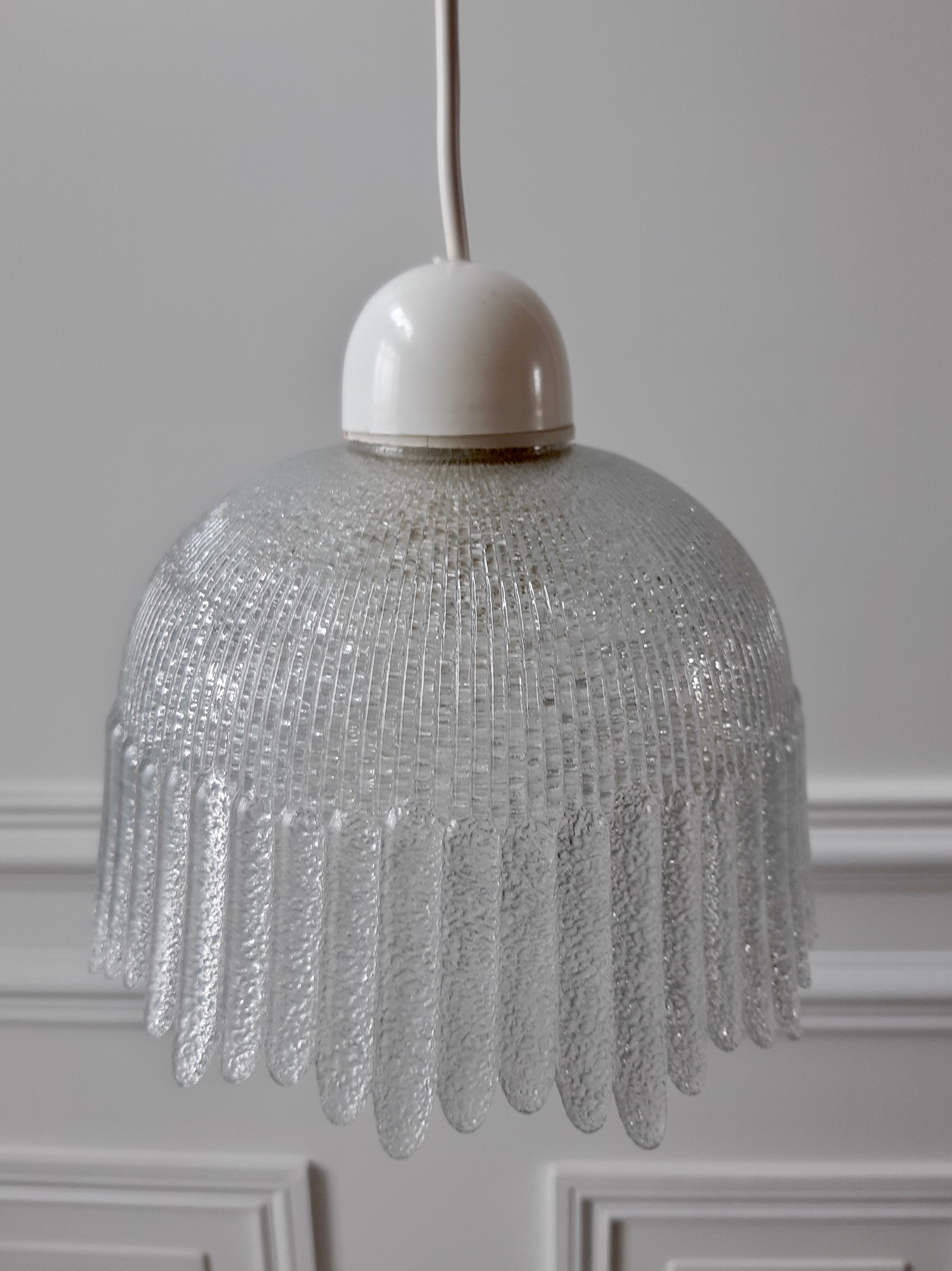 Frosted glass hanging lamp 50s