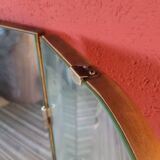 Large vintage teak triptych mirror