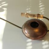 Copper watering can with handle made of bamboo and spout made of brass, vintage