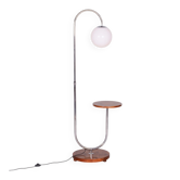Bauhaus Adjustable Floor Lamp in Walnut and Chrome attributed to R. Slezák, Czech, 1930s