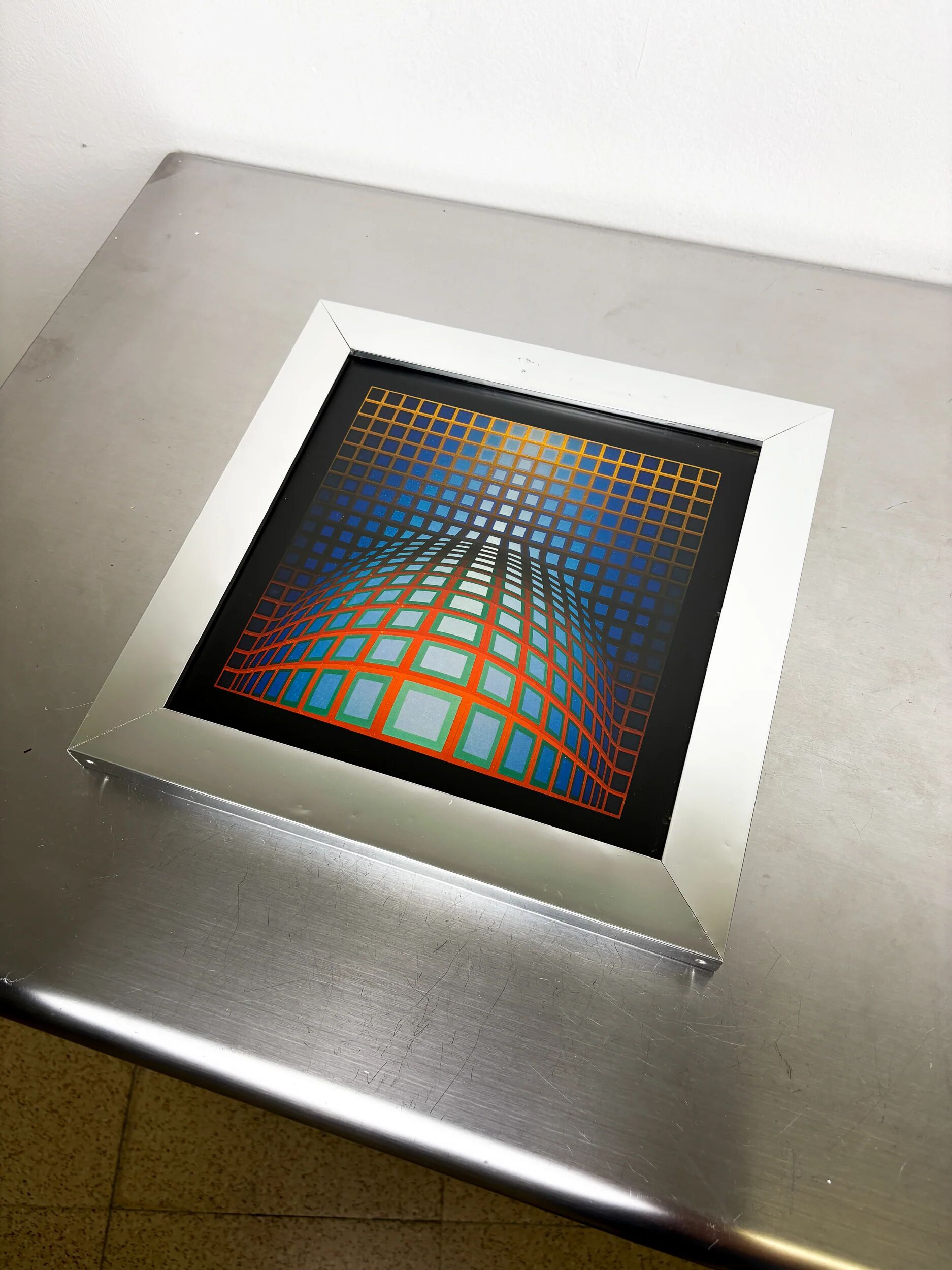 Victor Vasarely, optical composition, 1970s, offset print, framed