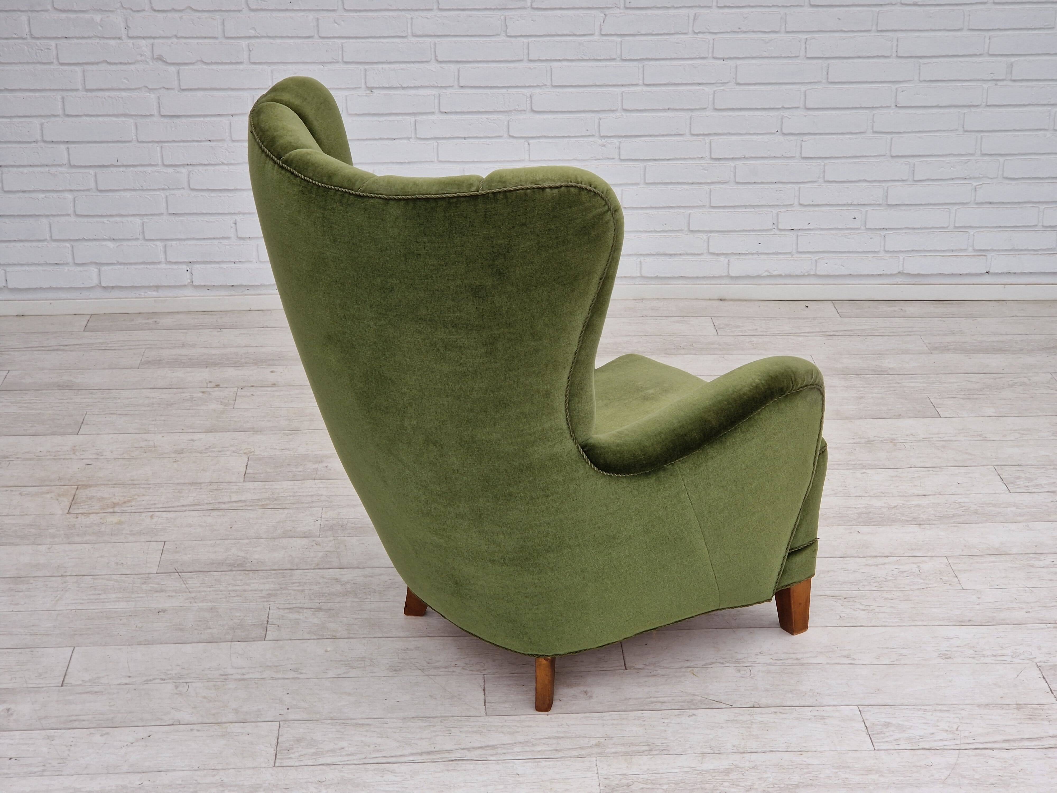 1960s, danish design, velour relax chair with footstool, original condition.