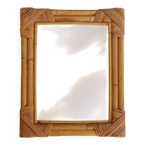 1960s Mid-Century Bamboo & Rattan Mirror in French Riviera Style