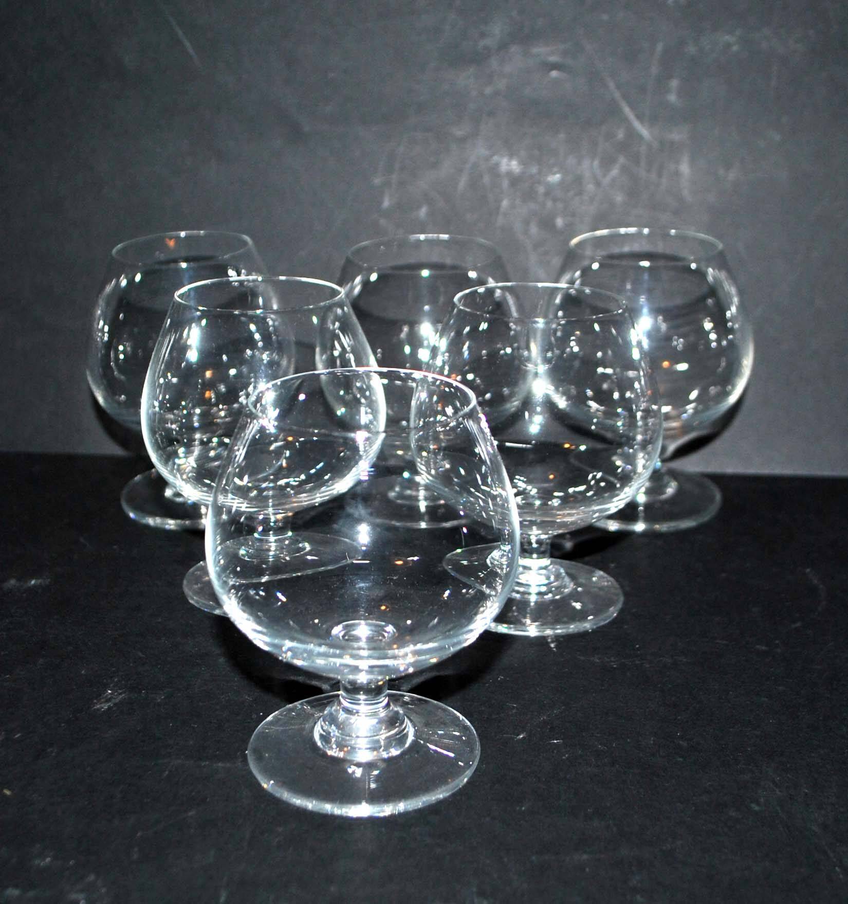 Set of 6 crystal digestive balloon glasses - vintage rum cognac glasses