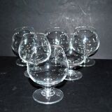 Set of 6 crystal digestive balloon glasses - vintage rum cognac glasses