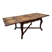 Table de salle à manger en bois naturel dite à l’italienne à plateau parqueté xix eme siècle