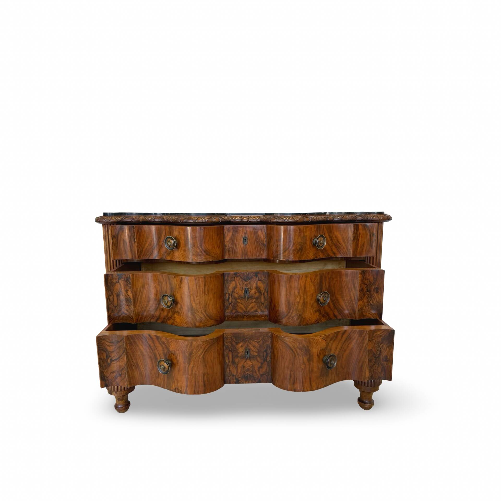 antique walnut serpentine commode