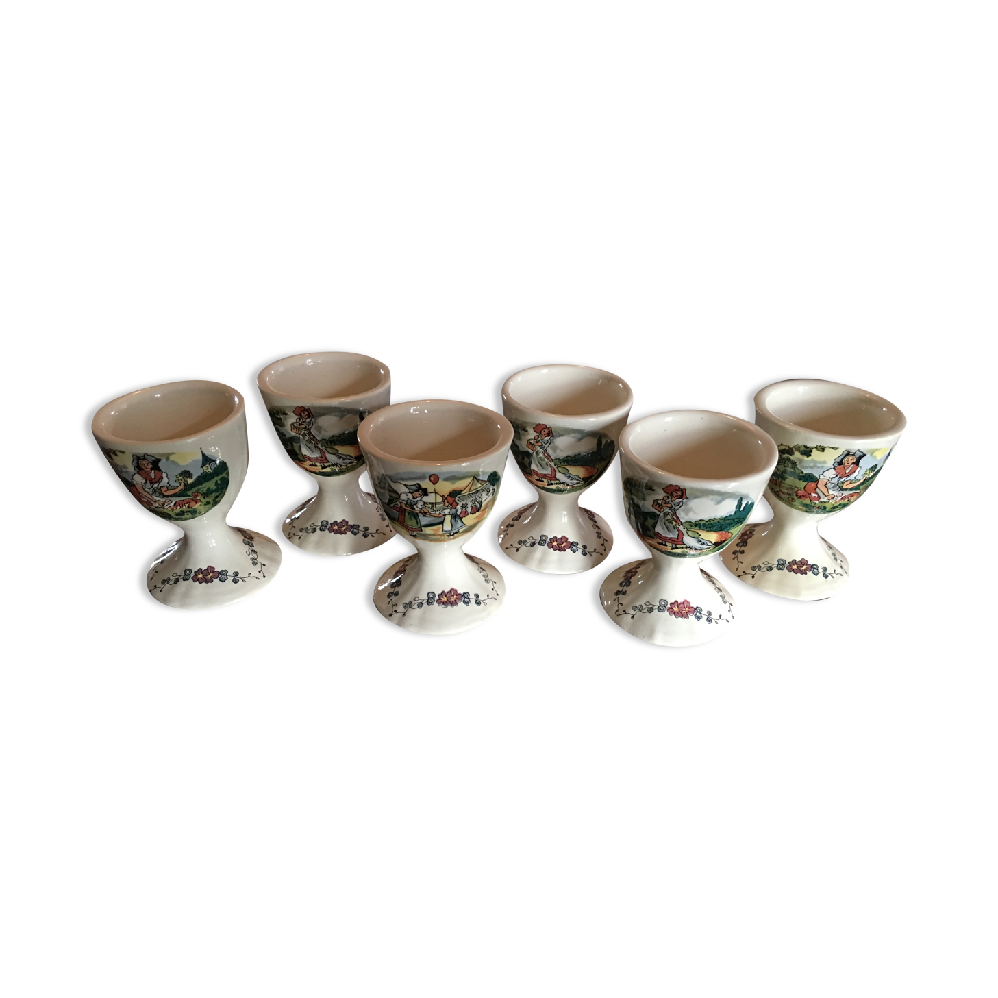 Lot de 6 coquetiers Sarreguemines Obernai