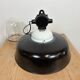 Industrial black enamel lamp with glass cover, 1950s