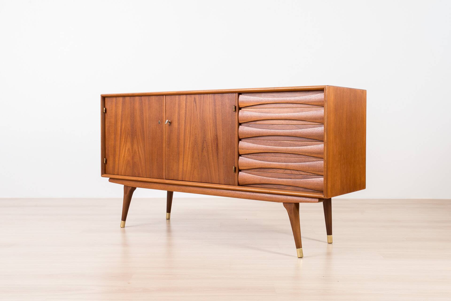 Enfilade Sven Andersen en teck, design scandinave, milieu du siècle moderne, 1