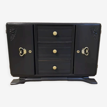 Black art deco sideboard and grey marble