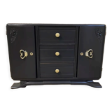 Black art deco sideboard and grey marble