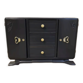 Black art deco sideboard and grey marble