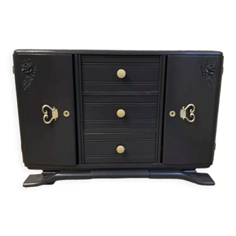 Black art deco sideboard and grey marble