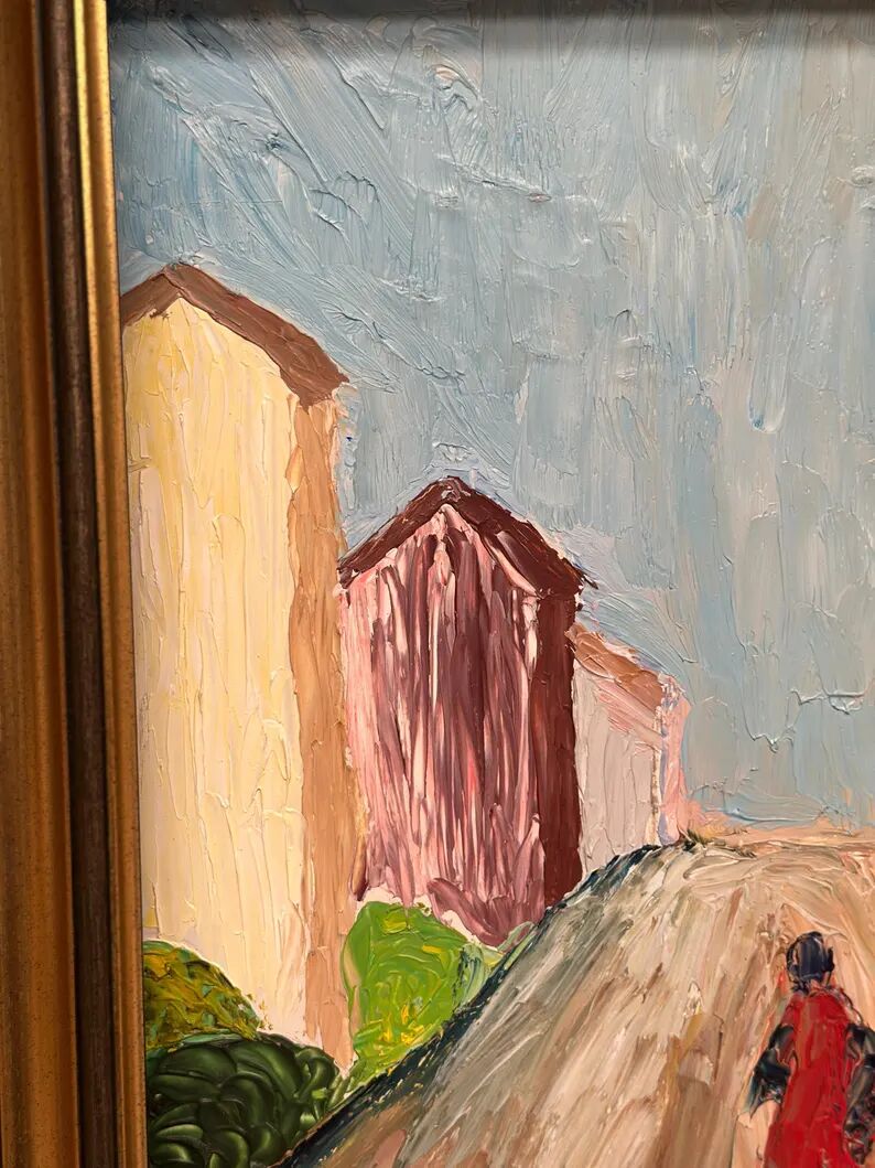 Original Swedish Oil on Panel – “Street Scene” by U. Ekshard – Signed – Dated 1971 – Vintage & Framed