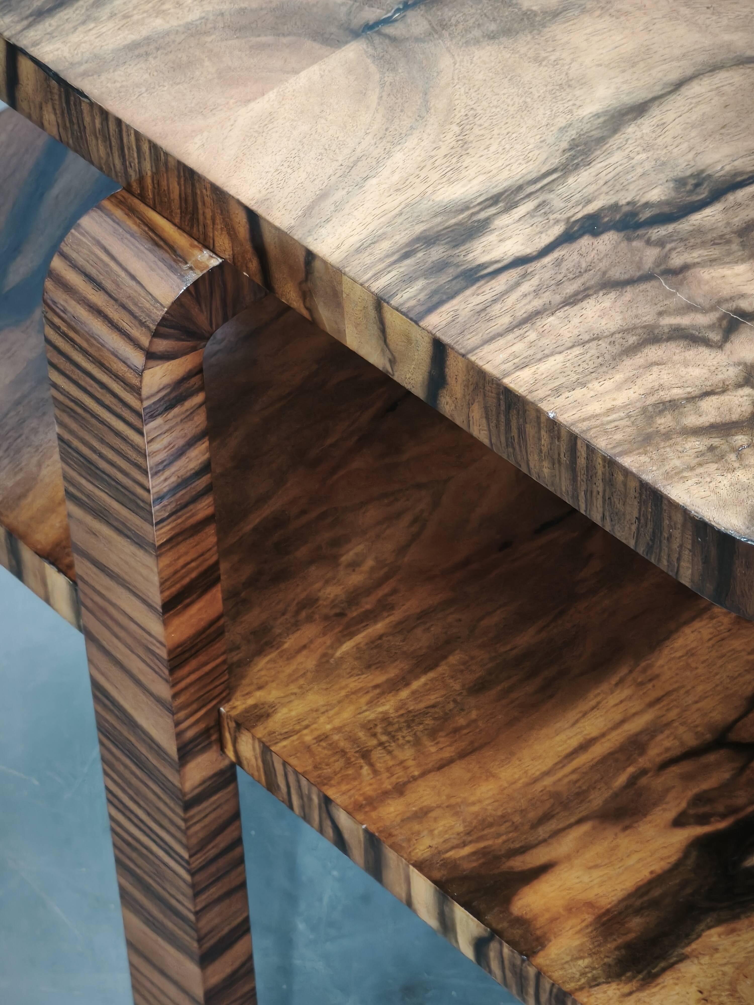 1930s Art Deco Walnut Two-Tier Coffee Table, Czechoslovakia