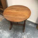 Table Vigneronne ronde ancienne en chêne Bois Massif Pliante