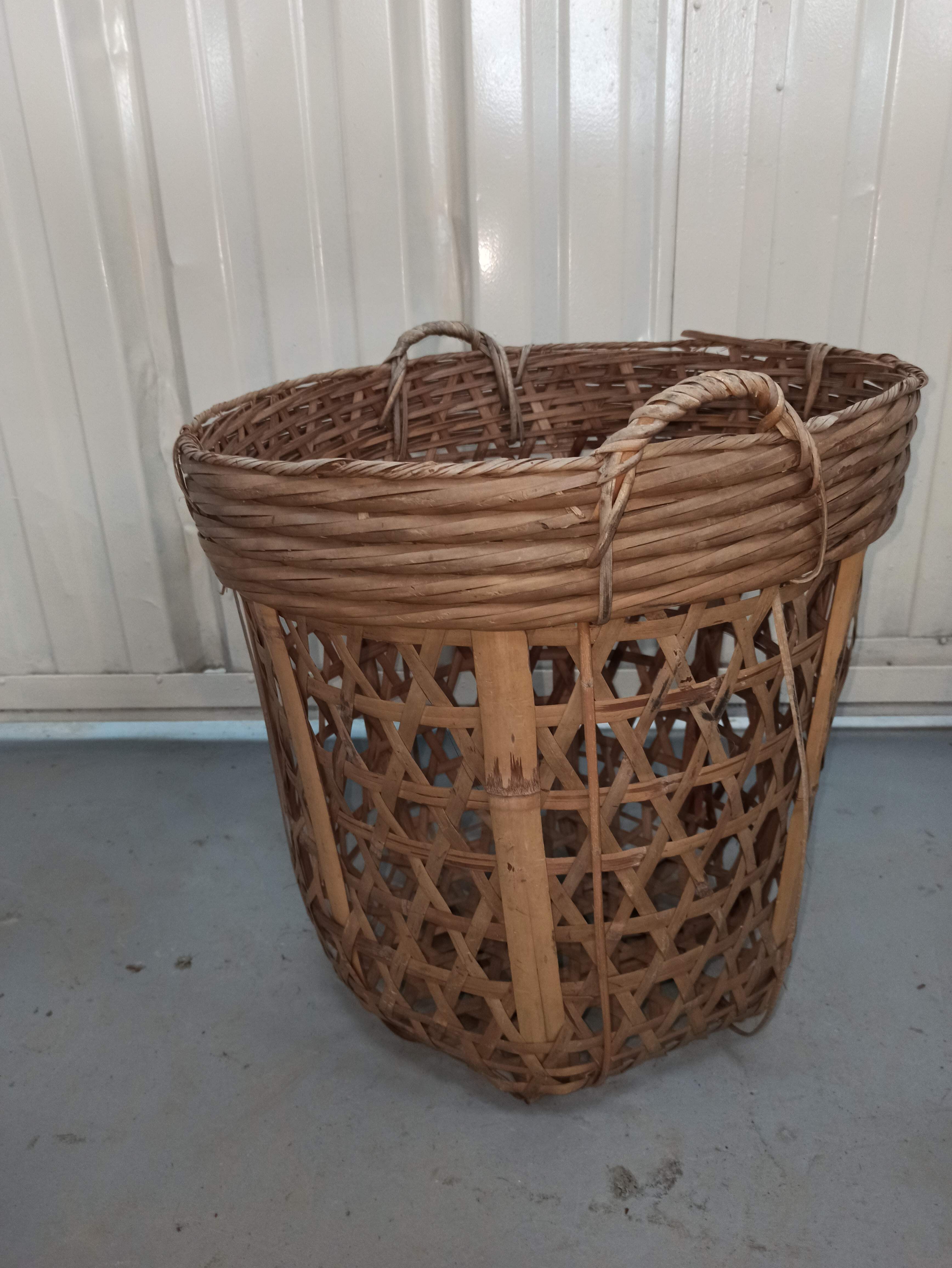 Large basket 53 cm in rattan and wicker basket