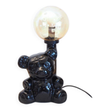 Ceramic bear lamp with vintage amber globe