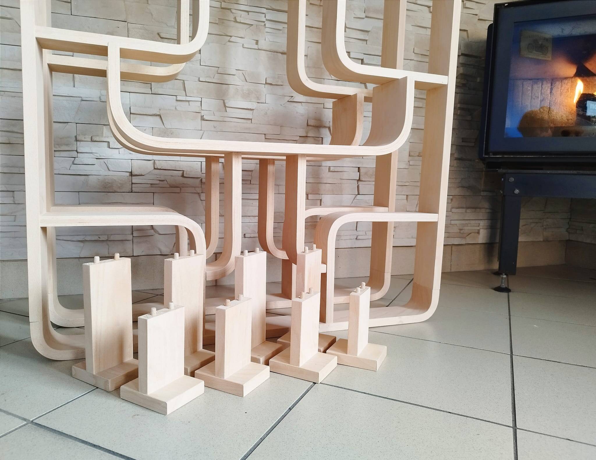 Mid-Century Czech Wall or Room Divider by Ludvik Volak for Drevopodnik Holesov, 1960s, Set of 2