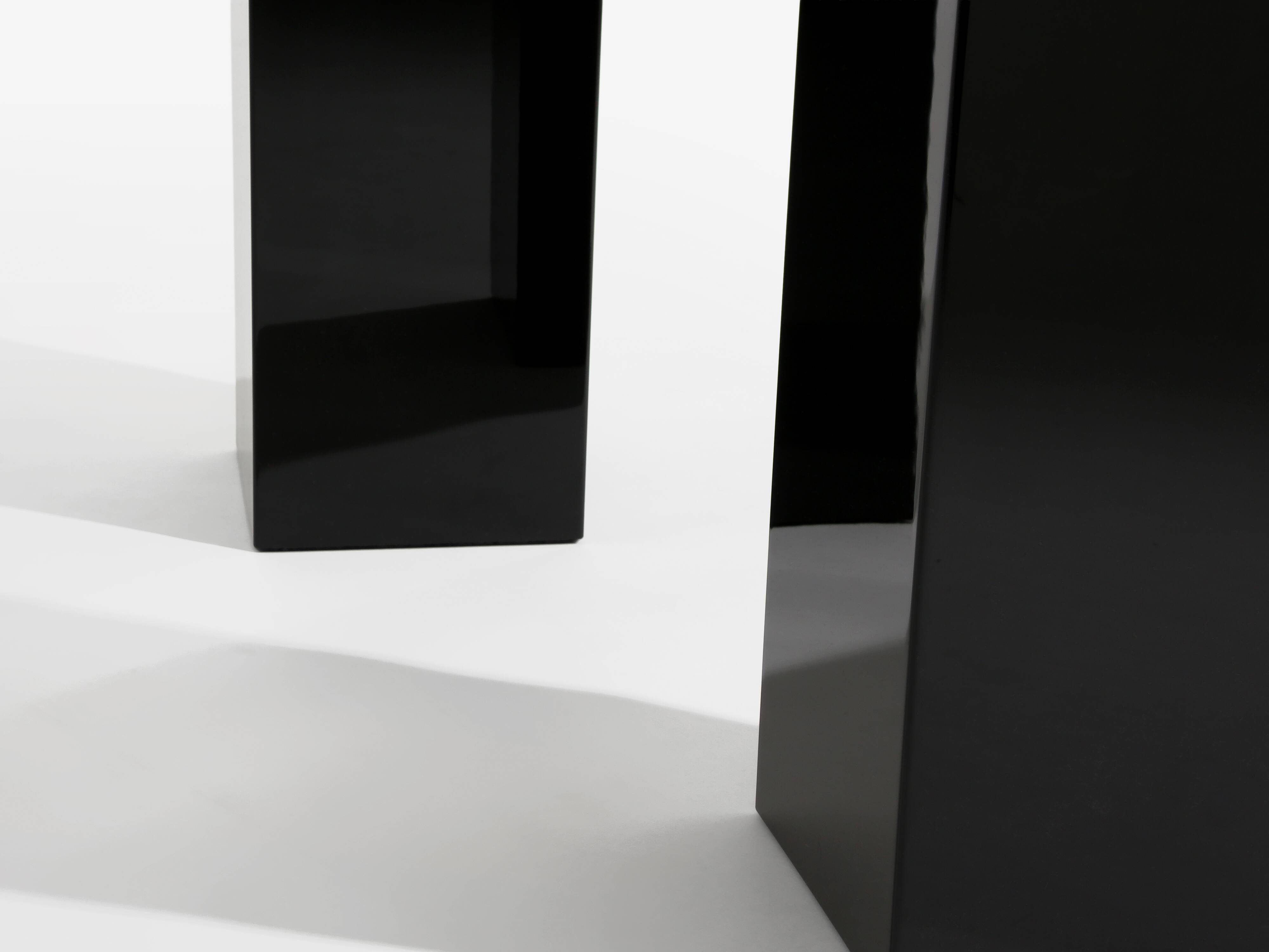Paire de lampadaires en laque noire et métal nickelé de Michel Boyer, 1979