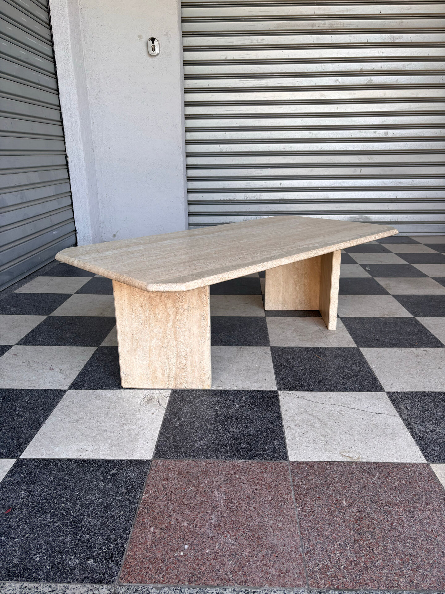 Vintage coffee table in travertine