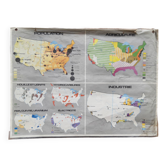 Carte scolaire représentant les Etats-Unis d'Amérique