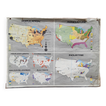 Carte scolaire représentant les Etats-Unis d'Amérique