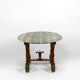 Art Deco round pedestal table in marble and wrought iron, circa 1940