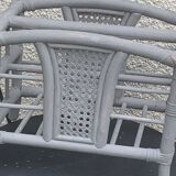 Bamboo and rattan magazine holder, vintage grey canning