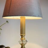 Vintage lamp in gold metal and crystal