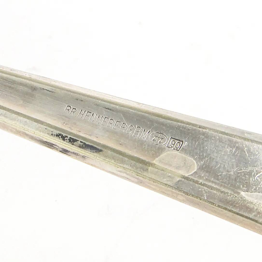 Art Nouveau soup ladle, silver-plated alpaca, Bracia Henneberg, Poland, 1930s