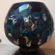 Vintage blue lava decor ceramic ball vase from the 1960s