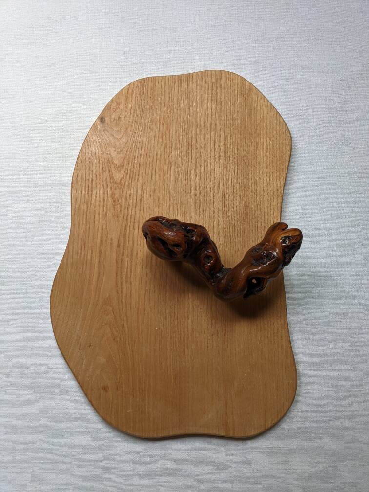 Natural wood cheese board with country vine decoration