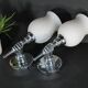 Pair of chrome-plated metal wall lights, hand-shaped with lampshade