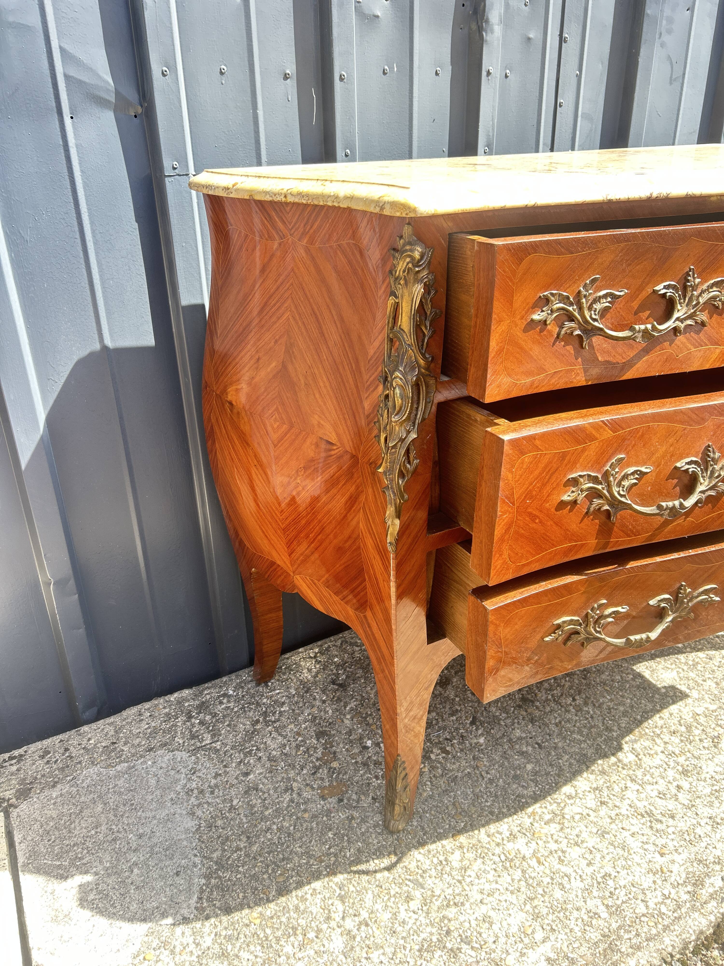 Louis XV Style Commode, 3 drawers, rosewood, marble top
