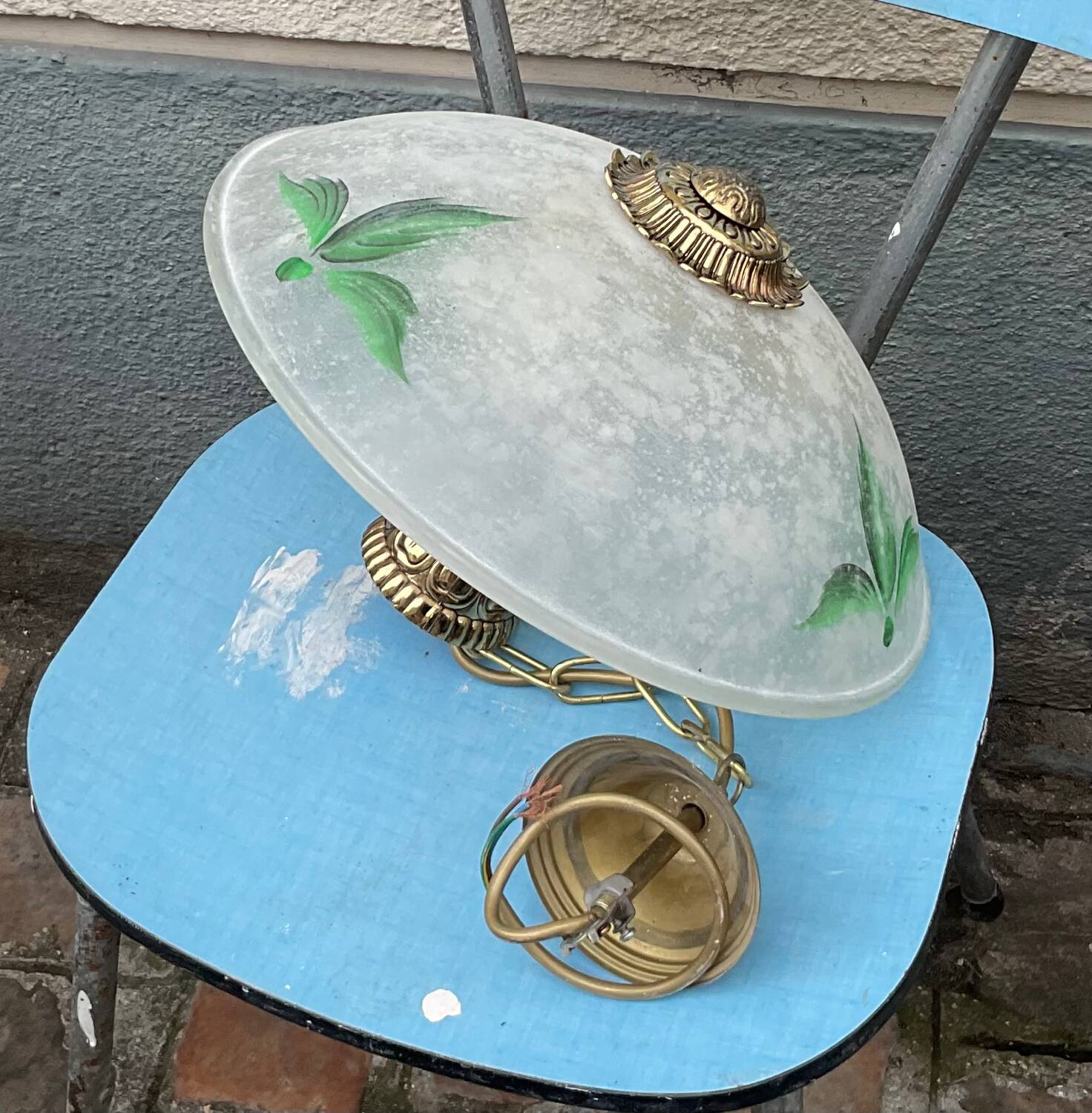 Vintage bronze opaline lamp, very good condition