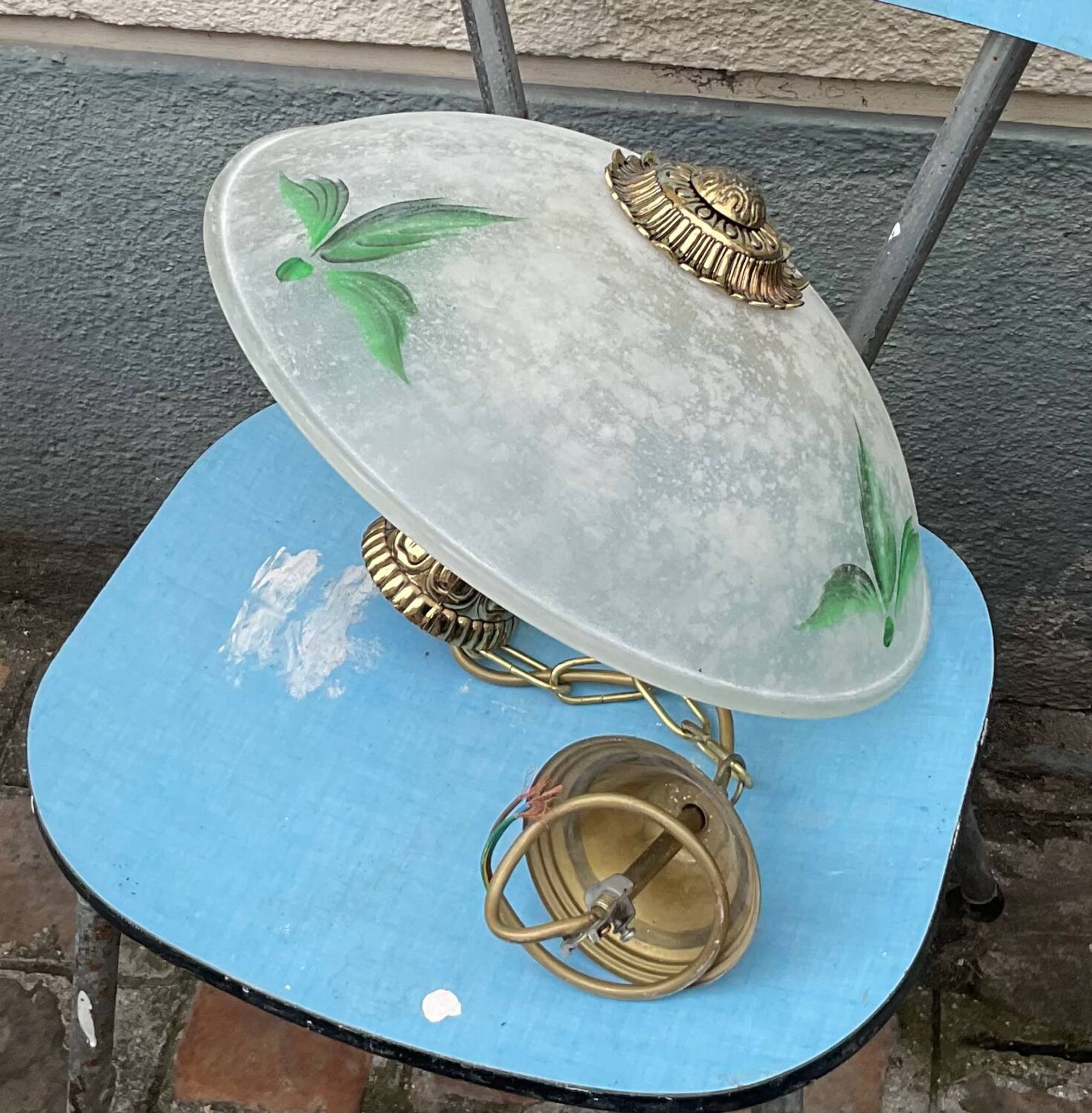 Lampe opaline bronze vintage TBE