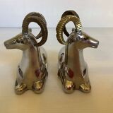 Paire de petits serre livres mouflons zoomorphe