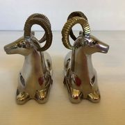 Paire de petits serre livres mouflons zoomorphe