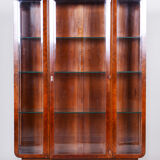 Restored art deco walnut display cabinet, revived original varnish, czechia, 1920s