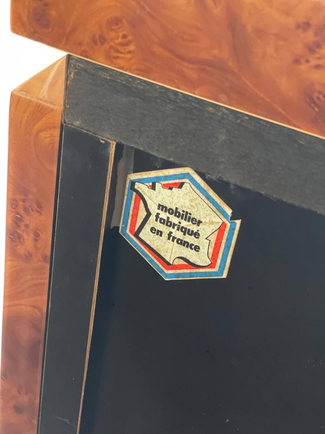 Lacquered elm burl chest of drawers by Jean Claude Mahey, 1970s.