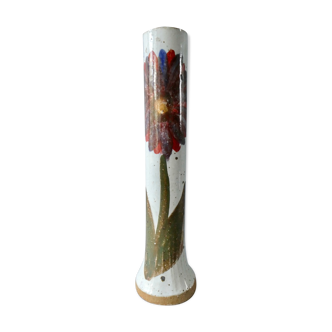 Vase soliflore en céramique émaillée, décor fleur