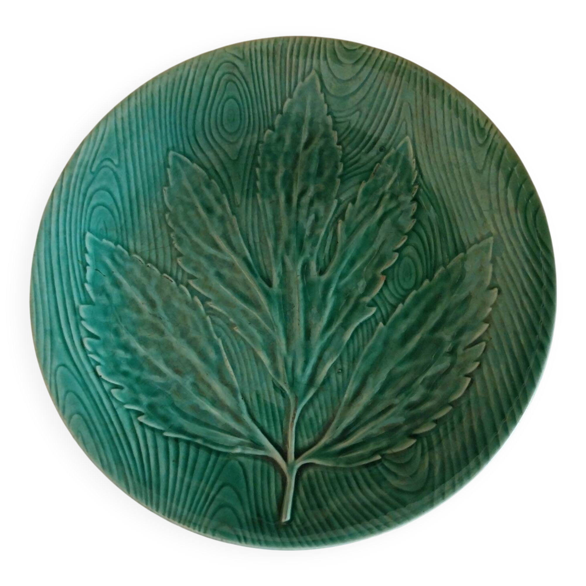 Old flat Gien earthenware slip plate