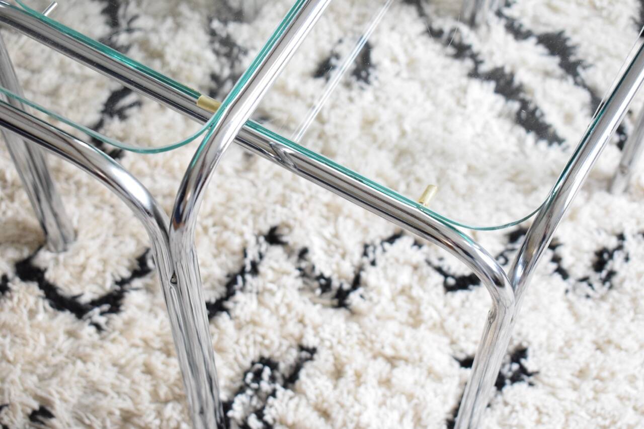 3 metal and glass nesting tables